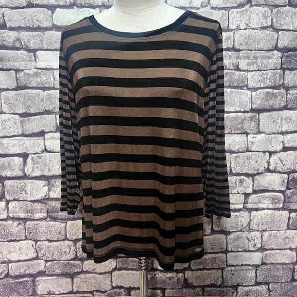 Chico's Travelers Black & Brown Round Neck Top Size XL - Picture 1 of 8